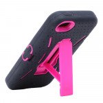 Wholesale iPhone 5 5S  Armor Hybrid Case with Stand (Black-Pink)